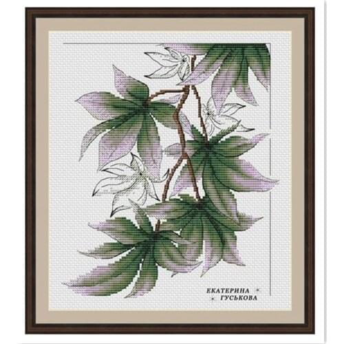 Swaying green leaves cross stitch package flower 18ct 14ct 11ct cloth cotton thread embroidery DIY handmade needlework