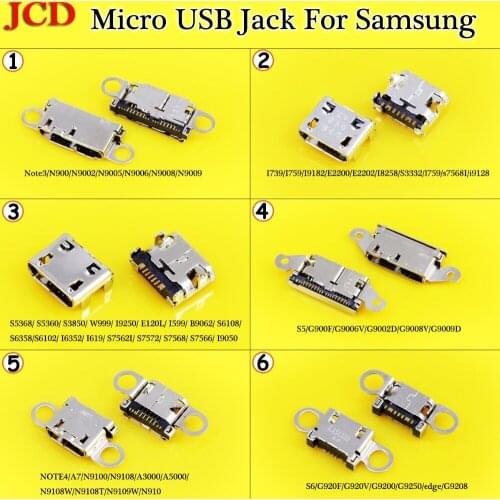 JCD Micro usb jack plug Dock Connector Charging Port for Samsung Galaxy S5 S6 edge G920F G920T G920N G920A G920P Note 3 4 N9100