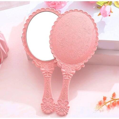 Hand Held Mirror Old Fashion Portable ABS Comfy Hand Held Mirror with Handle for Gift