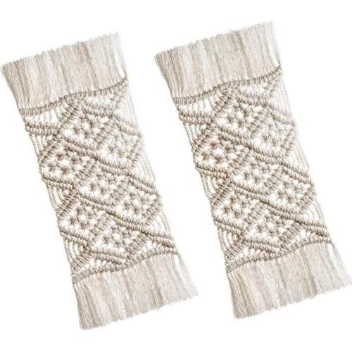 Handmade Boho Cotton Weave Heat Insulation Macrame Coasters Set with Tassels for Hot Pads Mats Coasters 2 Pack