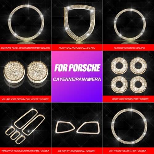 For Porsche Cayenne Panamera Steering Wheel 11-21 Style Diamond Outlet Interior Decoration Cover Frame Sticker Car Accessories