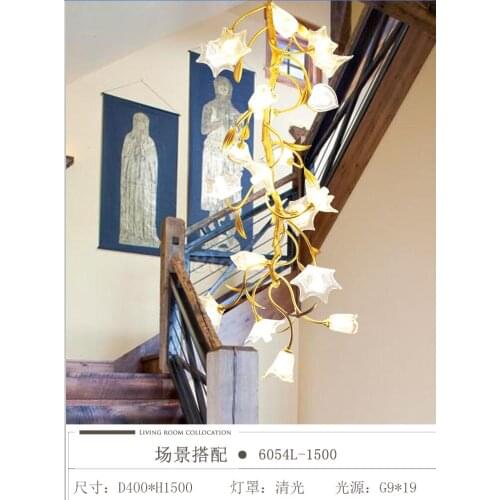 Light luxury post-modern copper branch crystal chandelier French living room dining room lamp American minimalist designer villa