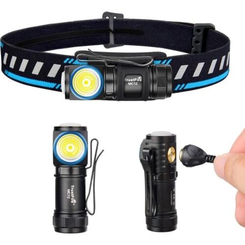 Trustfire MC12 LED Flashlight CREE XP-L HI 1000lm USB Rechargeable Headlight with Megnetic for Hunting Campping