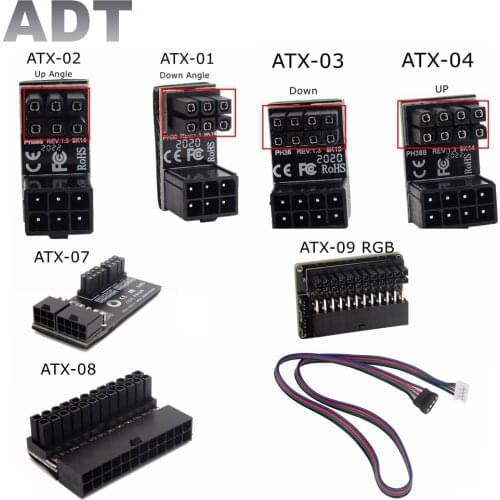 180 Degree Angled ATX 6Pin 8pin 24pin Female to Male Power Adapter Connector for Desktops Graphics Card Installation Direction