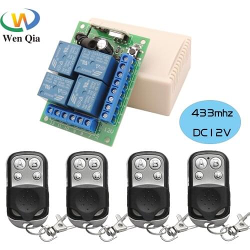 433Mhz Universal Wireless Remote Control Switch DC12V 4CH Relay Receiver Module and 4-Channel RF 433 Mhz Transmitter For Garage