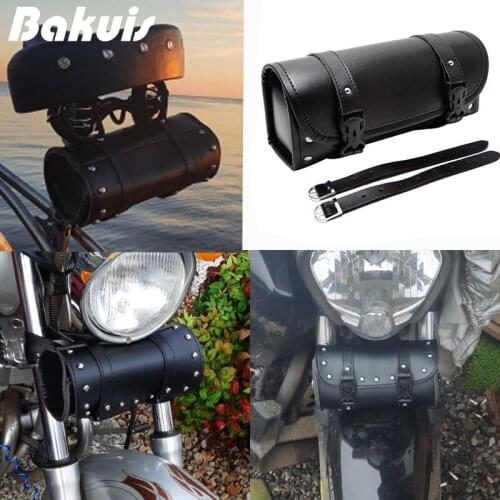 Vintage Black Motorcycle Saddle Bags PU Leather motorbike Side Tool Tail Bag Luggage for Harley Universal Motorcycle Saddle Bags