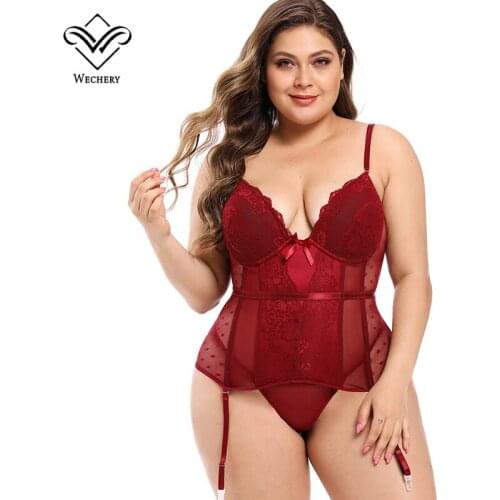Wechery Women Sexy Corset Lingerie See Through Lace Bustiers Wedding Erotic Underwear Plus Size Red Blue Corselet Goth Clothing