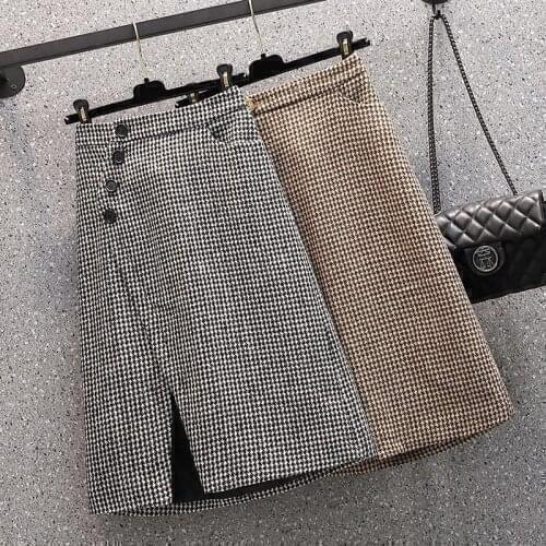 Plaid Midi Plus Large Size Oversize Korean Style Fashion WomenS Clothing Vintage 2021 Casual High Waist Skirts Female Harajuku