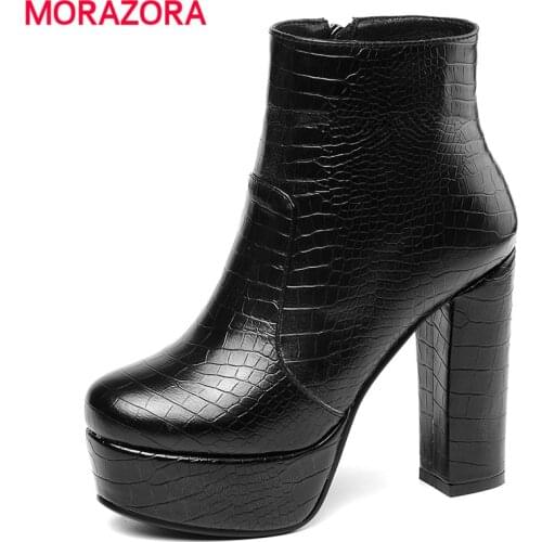 MORAZORA 2020 New arrival platform boots women round toe thick super high heels autumn winter boots ladies ankle boots for women