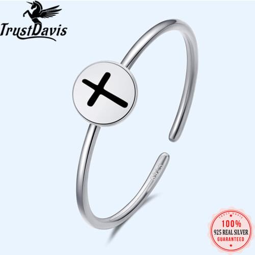 Trustdavis Genuine 925 Sterling Silver Fashion Sweet Round Cross Opening Ring For Women Wedding Party Fine S925 Jewelry DA1391