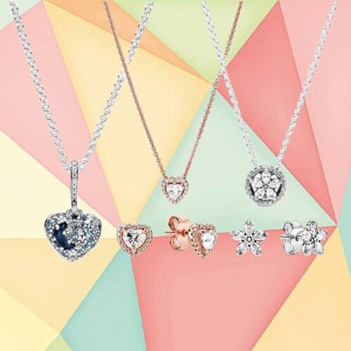 2020 Winter New High Quality 100% 925 Sterling Silver Exquisite Rotating Globe Snowflake Necklace For Women Exquisite Jewelry