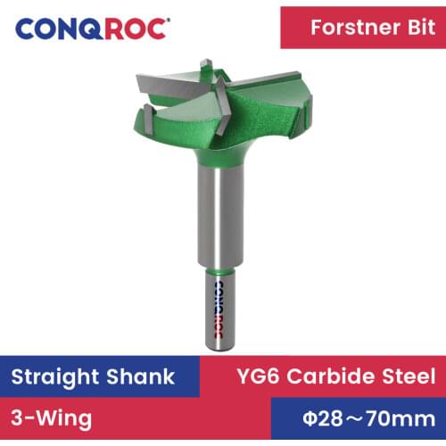 35~60mm YG6 Carbide Steel Forstner Drill Bit Hole Saw Cutter Hinge Open Straight Shank 3 Cutting Edges Forstner Bit
