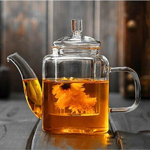 300ML square flower teapot with inner filter teapot heat-resistant glass can be directly heated teahouse special Pu'er teapot