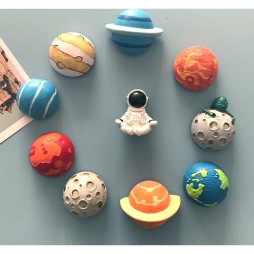 3D Fridge Magnets Cartoon Astronaut Space Shuttle Jupiter Saturn Earth Sun Refrigerator Paste Magnet Decoration Board Collection