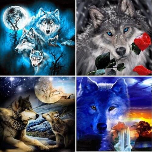 Wolf Diy 5D Diamond Painting Full Square Drill Animal Diamond Embroidery Cross Stitch Kits Wall Art Gift Home Decor