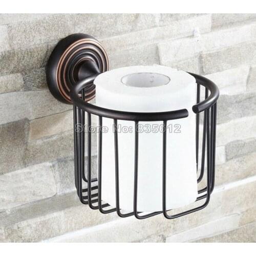 Black Oil Rubbed Bronze Wall Mounted Bathroom Toilet Paper Roll Holder Basket Wba118