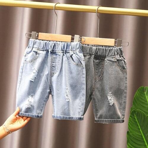 Baby Boy Stretch Jeans Summer New Shorts Knee Length Jeans Kids Denim Short Trousers Children Clothing 2-6Year
