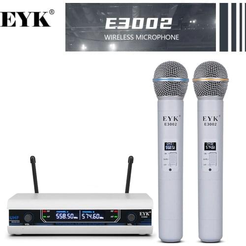 EYK 3002 Dual wrieless handheld mic Auto match Stable reception without frequency drop professional for home Restaurant bar show