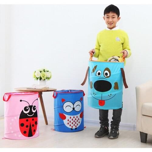 Cute Cartoon Foldable Fabric Laundry Basket Washing Clothes Bag With Colorful Animals Childrens Toys Organizer