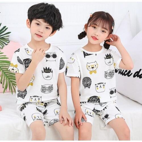 Summer Cotton Pijama Infantil Short-sleeved Baby Girl Clothes Suit Cartoon Children Clothing Kids Pajamas Toddler Boys Sleepwear
