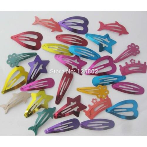 Assorted patterns and mix colors blank iron clips for hair 50pcs/lot fashion hairpins women/girls hair accessories