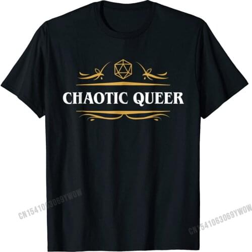 Nerdy Chaotic Queer LGBT Pride Polyhedral D20 Dice T-Shirt Camisas Men Cotton T Shirt For Men Casual Tshirts Custom Newest