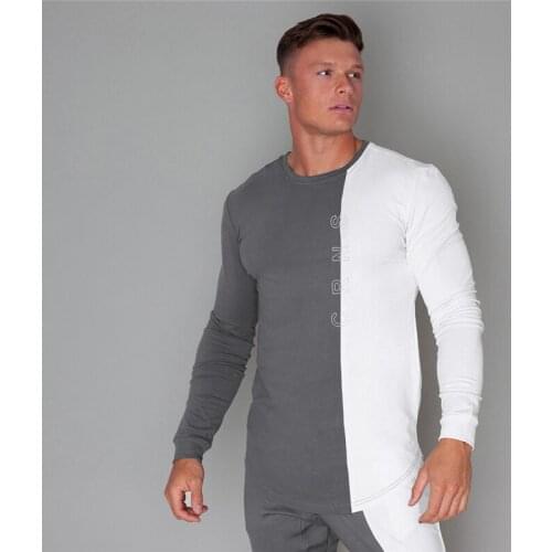 Men Running Sport Long Sleeve Shirts Gyms Fitness Skinny T-shirt Male Bodybuilding Jogging Training Black Tee Tops