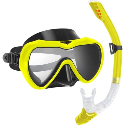 Snorkel Set Adults-Anti-Fog Film Scuba Snorkeling Diving Mask with Impact Resistant Temperred Glass Dry Top Snorkel