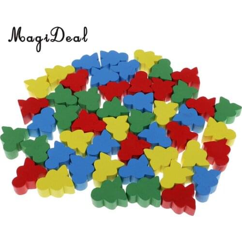 MagiDeal Novelty 50Pcs Assorted Color Human Shape Wooden Chess for Kids Board Game Educational Toys Gifts 24 x 19 x 9 mm Multi