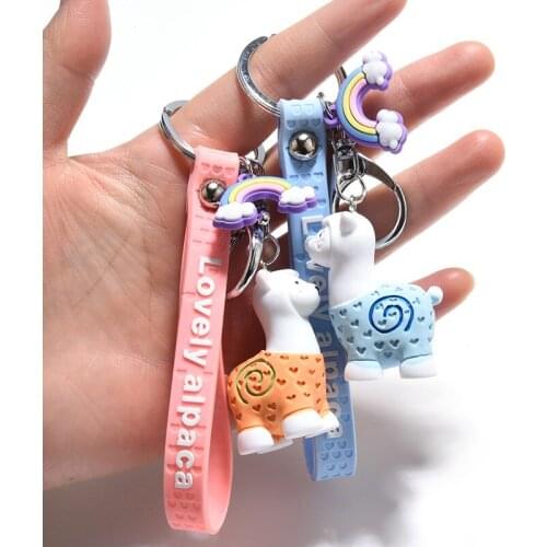 New Cartoon Alpaca Keychain Multicolor Alpaca Keyring For Women Men Mobile Phone Bag Creative Pendant Couple Keychain Jewelry