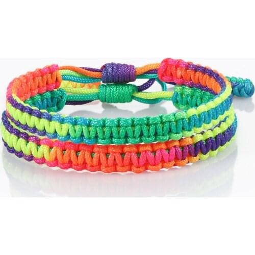 Charm Colorful Chinese Knots Bracelets Unique Rainbow Rope Handmade Braid Bracelet&Bangle Jewelry Couple Best Friend Lucky Gift