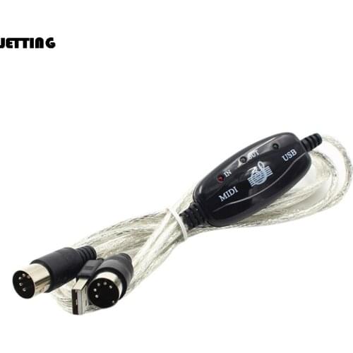 Black MIDI to USB Interface Cable Adapter for Keyboard Electronic Drum Music Create