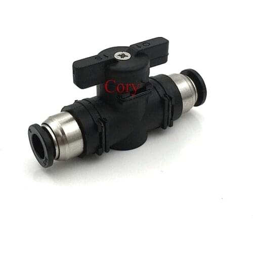 1pc BUC4/6/8/10/12MM PU Air Pipe Black Pneumatic Push In Quick Connector Hand Valve Hand to turn Pneumatic switch CZYC