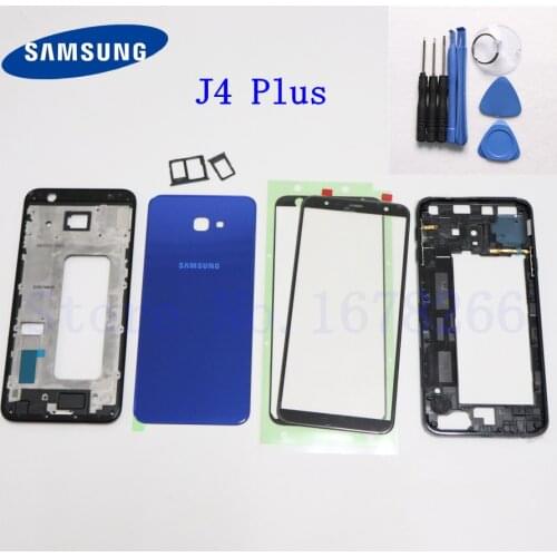 SAMSUNG Galaxy J4 plus 2018 J4+ J415 J415F Full Housing LCD panel Cover Middle Frame Front Outer Lens J4+ Battery door Case