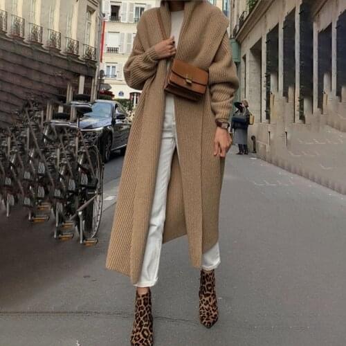 Casual Long Knitted Cardigan Women Tops Mujer Vintage Loose Sweater Coat Solid Oversized Jumper Korean Fashion Clothes