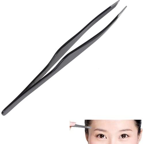 1PC Stainless Steel Black Color Professional Eyebrow Tweezer Hair Beauty Slanted Puller Eye Brow Clips Makeup Tool