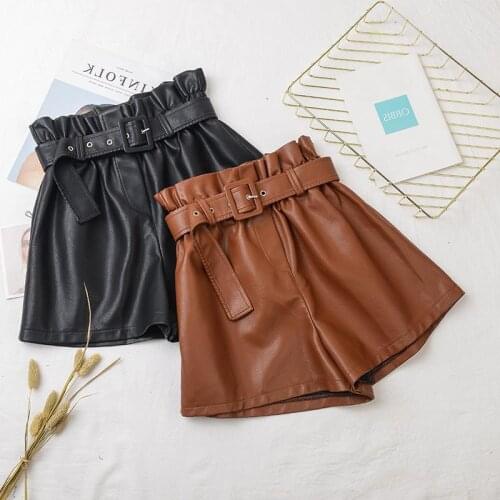 Plus size 5XL!high waist pu leather shorts women bud wide leg faux leather shorts