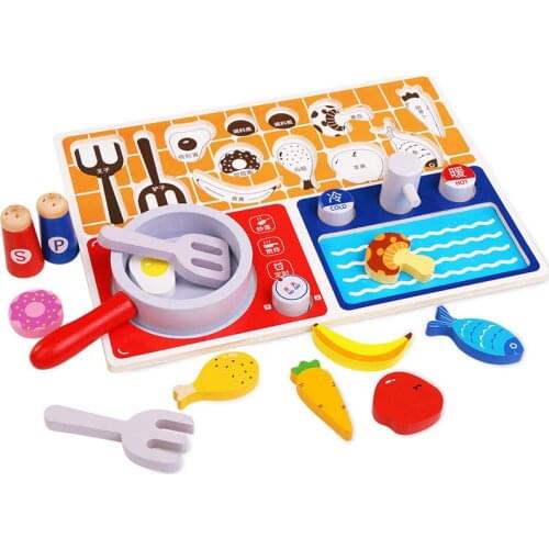 Real life Wooden Kitchen Toys Early Education Kitchen Gas Stove Toy Play House Educational Cosplay Toy Tableware Gift