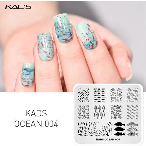 KADS Nail Template Ocean 004 Nail Art Stamping Image Plate Fish Design Template Stencil Beauty Tools Nail Art Decorations Stamp