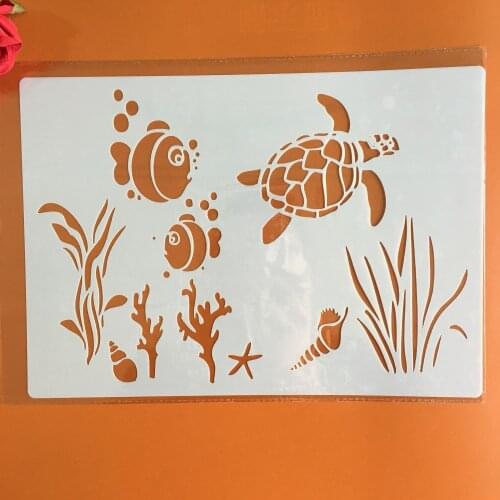 A4 29 * 21cm tortoise goldfish DIY Stencils Wall Painting Scrapbook Coloring Embossing Album Decorative Paper Card Template
