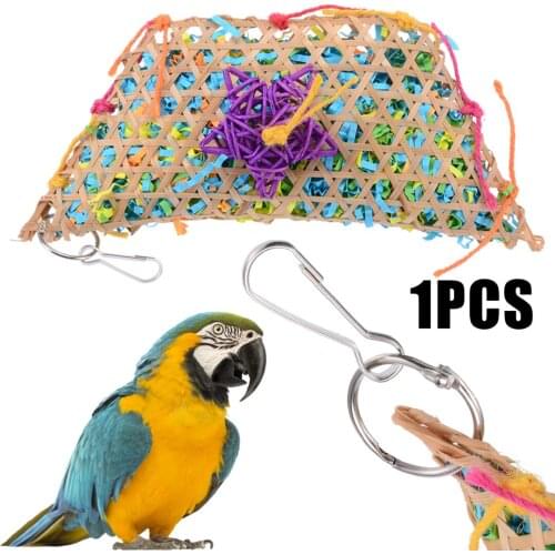 Grass Rope Toy Pet Parrot Bird Bites Climb Chew Toys Colorful Hanging Brushed Grass Rope Toy