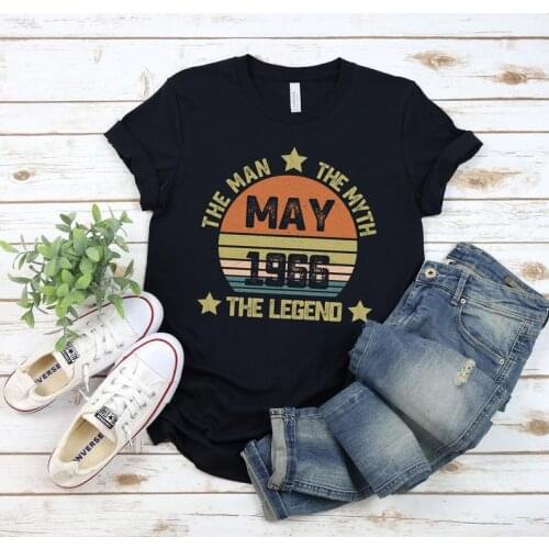 Vintage born in 1966 birthday shirt classic 55 years old limited edition birthday gift summer round neck 100% cotton Unisex