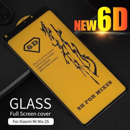2pcs/lot 6D Full cover Tempered Glass For Xiaomi Mi MIX 2 2S Tempered Glass HD Full Cover Screen Protector For xiaomi mix2s