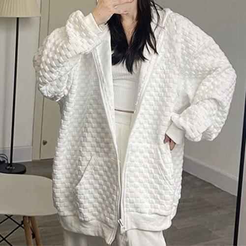 Women Loose Sweatshirt Oversized Hoodies Zip Up Long Sleeve Jackets Streetwear Casual 2021 Autumn Winter Korean Style Clothes
