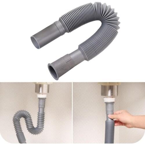 1PC Gray Wash Basin Pipe Plumbing Kitchen Sewer Pipe Flexible Bathroom Sink Drains Down Comer Hose Waste Pipe Sale 1080C