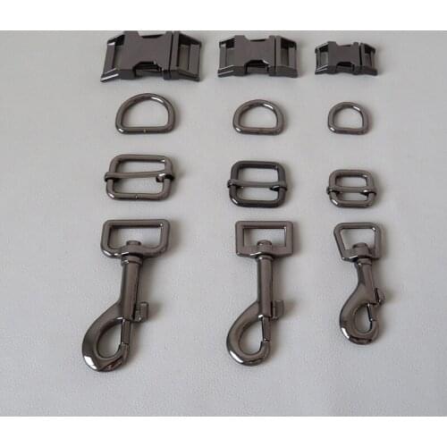 100Sets/Lot Wholesale Metal D Ring Buckle Hardware Adjuster Clip Hook Dog Pet Collar Leads Leash Craft Clasp Accessories