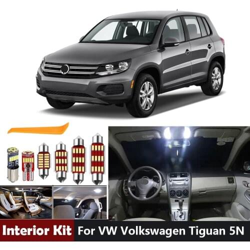 12Pcs White Canbus Led Bulbs For VW Volkswagen Tiguan 5N 2007- 2016 Led Interior Light Kit Dome Map Vanity Mirror Trunk Lamp