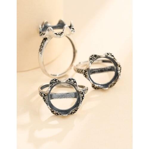 13.5*13.5mm 925 STERLING SILVER men women Semi Mount Bases Blanks base blank Pad ring Setting wedding jewelry findings diy A5861