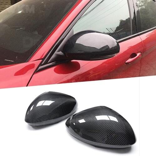 2PCS Carbon Fiber Car Rear View Mirror Cover Cap Car Side Mirror Shell Case Protect Sticker ABS for Alfa Romeo Giulia 2017- 2019