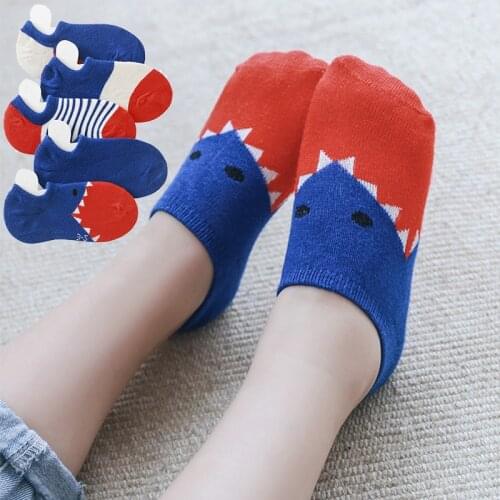 5 Pairs Lot Baby Short Cotton Socks Toddler Boys Girl Summer Thin Sock Kids Children Funny Shark Animal Print Sneaker Ankle Sock